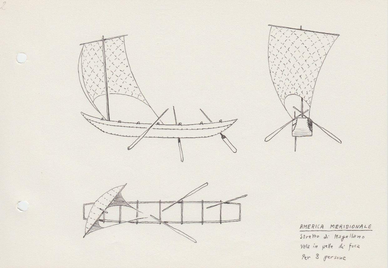 114 America Meridionale - Stretto di Magellano - vela in pella di foca - per 8 persone